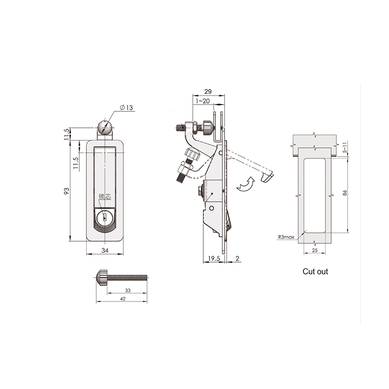 MS708-3B 181g Svart aluminiumlegeringsbas Kompressionslås MS708-3B 181g Svart aluminiumlegeringsbas Kompressionslås